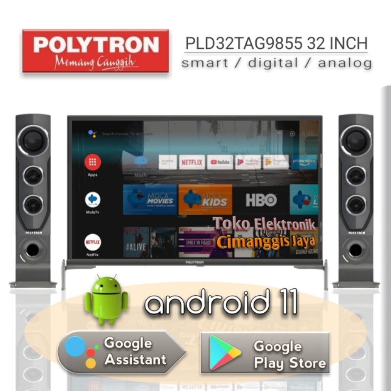 Jual Android smart tv led Polytron 32 inch cinemax bluetooth