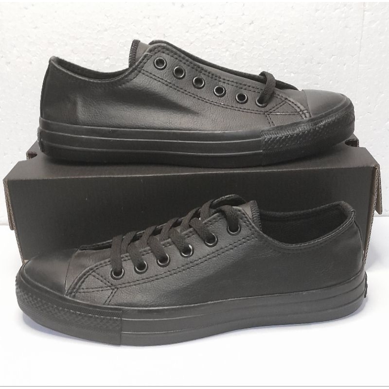 Converse leather hot sale full black