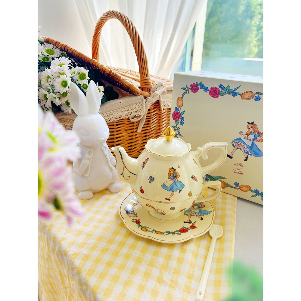 Jual ALICE & RABBIT TEAPOT SET/Vintage Teapot Set/Korean Teapot Set