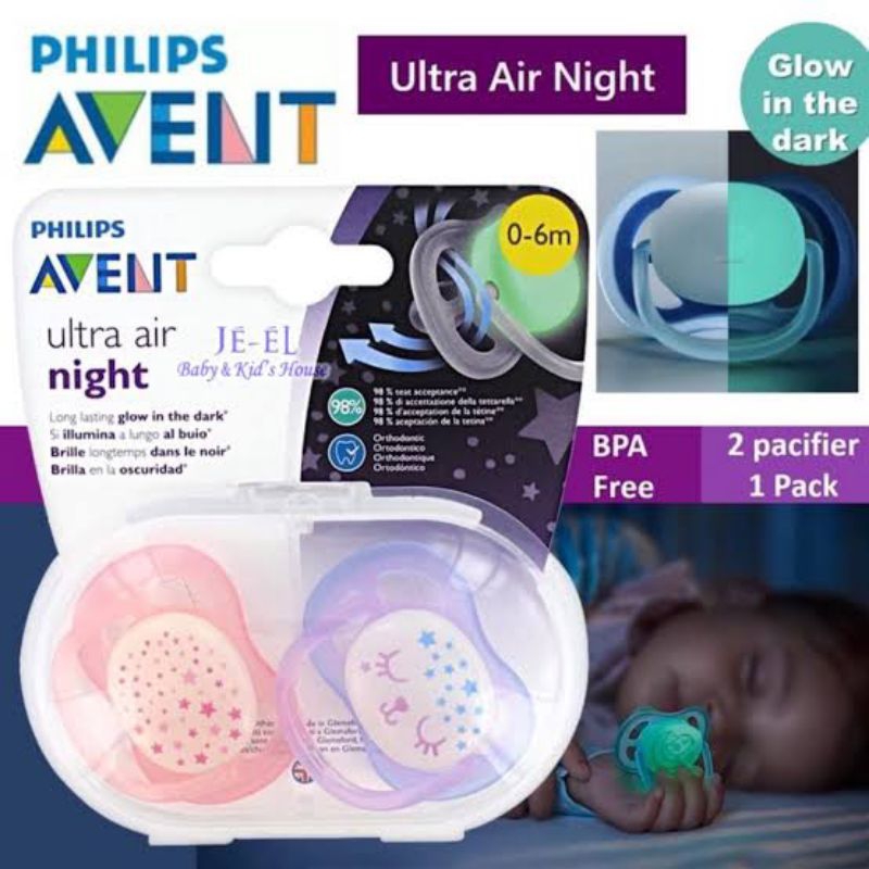 Jual Philips Avent Soother Ultra Air Night / Empeng Anak / Soother