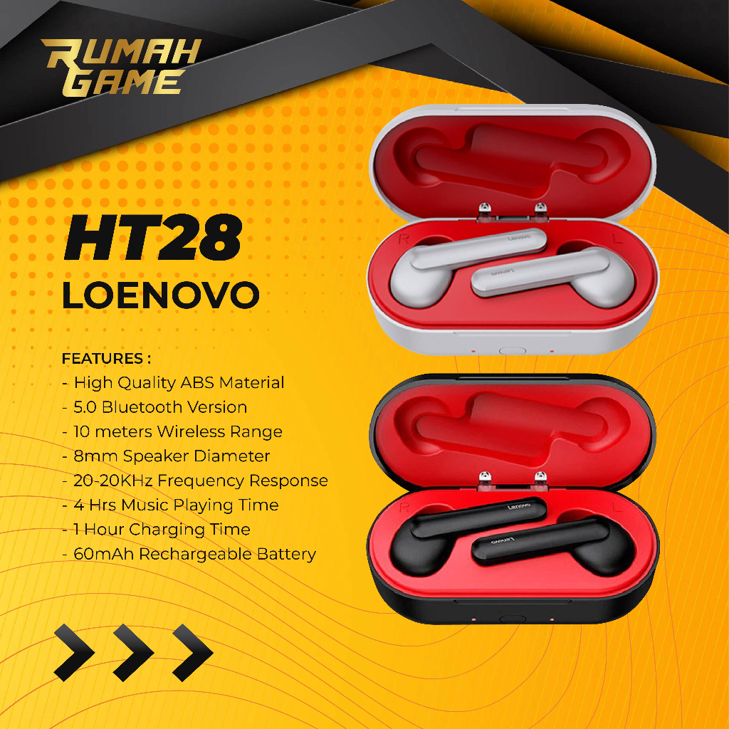 Jual LENOVO HT28 TWS Headset Bluetooth 5.0 Wireless Original | Shopee ...