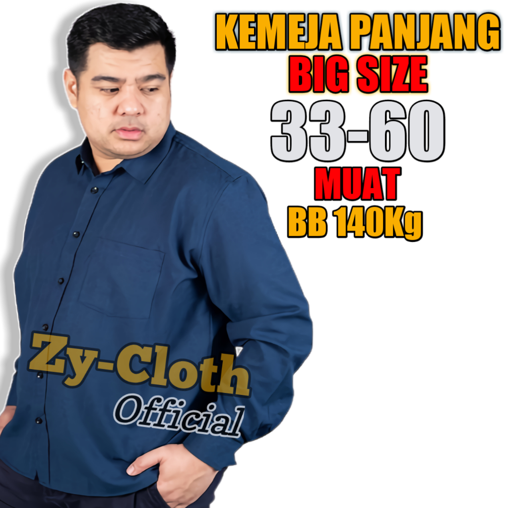 Jual KEMEJA POLOS PRIA JUMBO LENGAN PANJANG BAJU KERJA KANTOR FORMAL ...