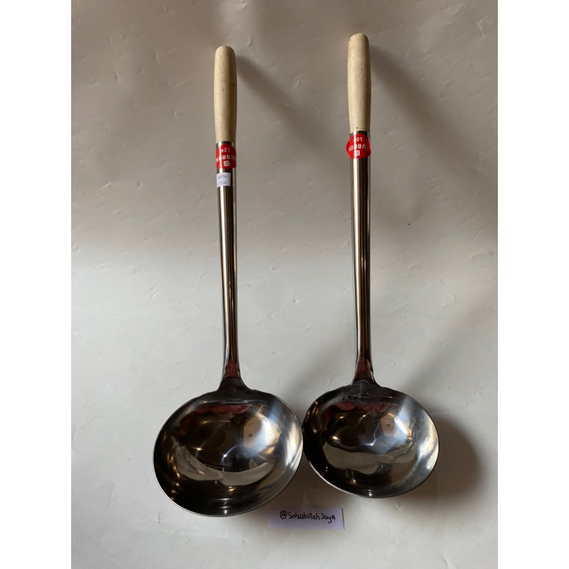 Jual Subron Irus Sop Jumbo Stainless Gagang Kayu 10 12 cm Centong Soup ...