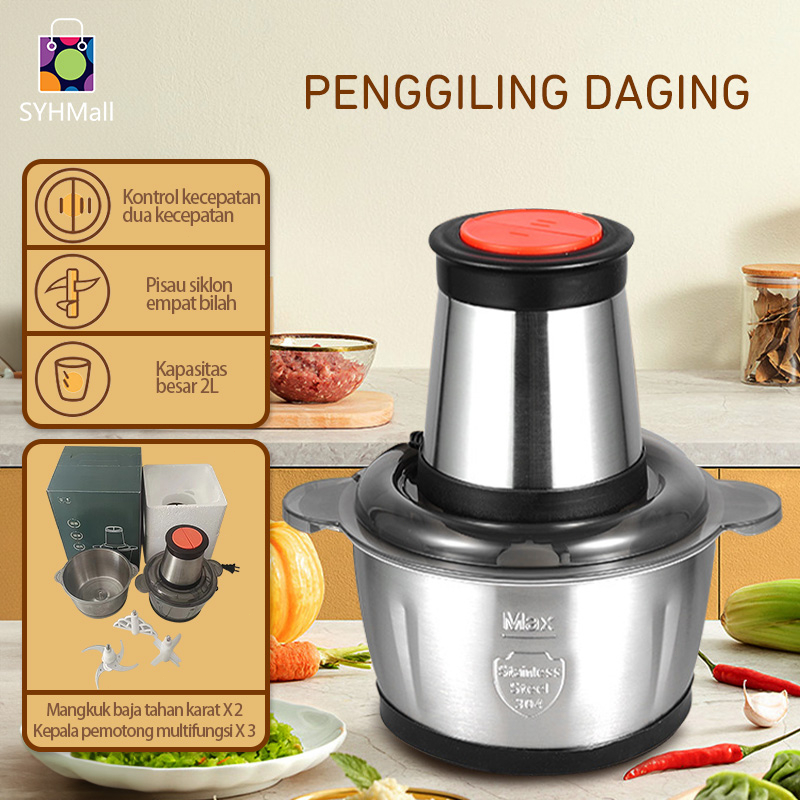 Jual SYH Mall Chopper Stainless Steel 2L Blender Penggiling Daging ...