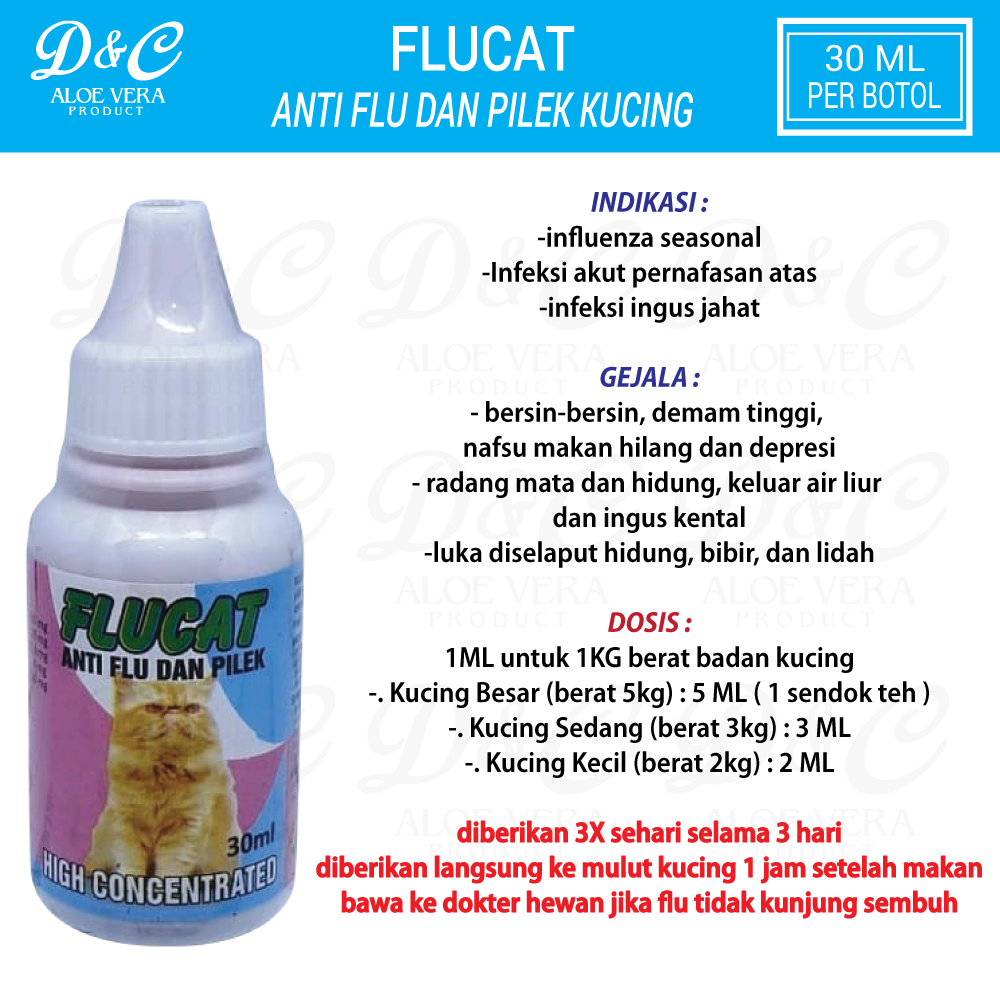 Jual Obat Flu Pilek Hidung Berair Bersin Bersin Kucing Flucat 30ML ...