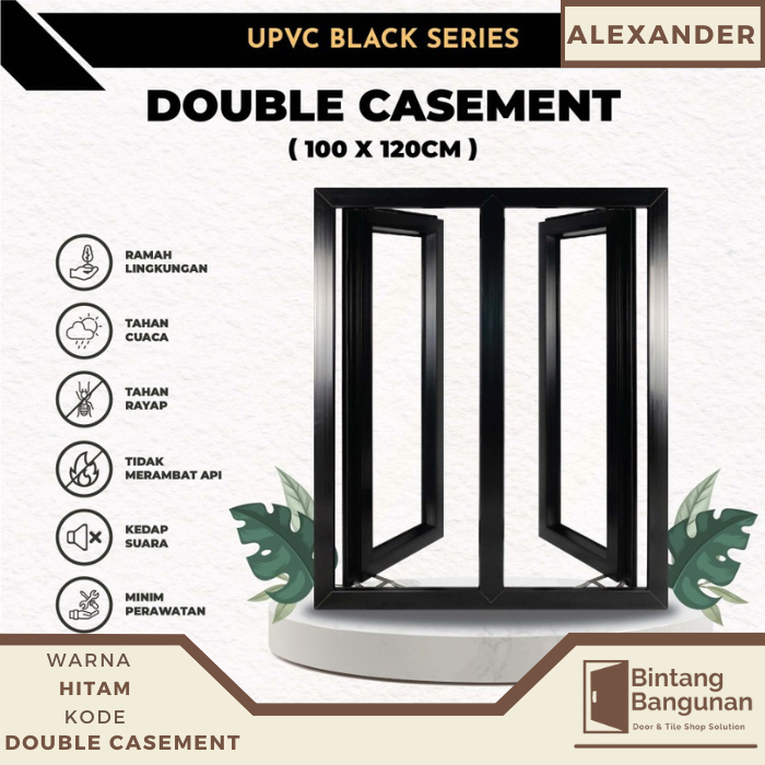 Jual Jendela Rumah Upvc Double Casement X Alexander Series Black