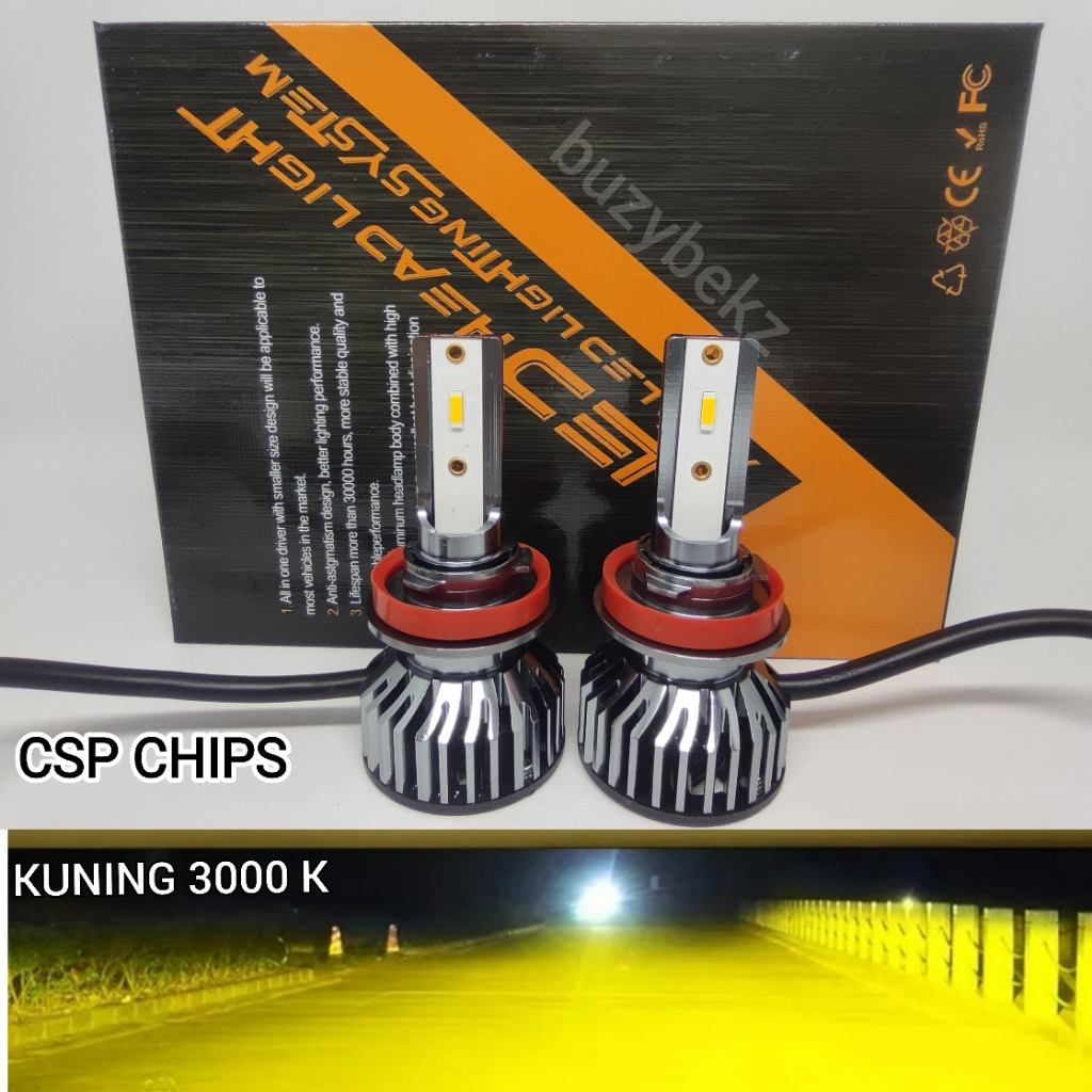Jual LAMPU LED FOGLAMP H11/H8/H16/H9 KUNING 3000K GOLD SEPASANG