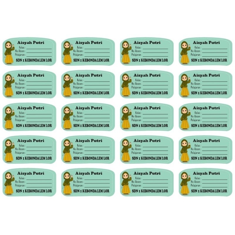 Jual sticker biodata buku pelajaran - custom nama - isi 20pcs | Shopee ...