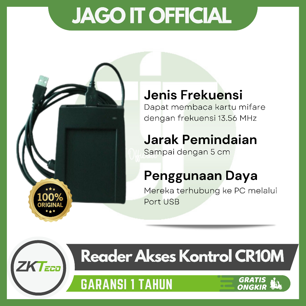 Jual Pembaca RFID USB ZKTeco CR10M Card Enrollment Reader | Shopee ...