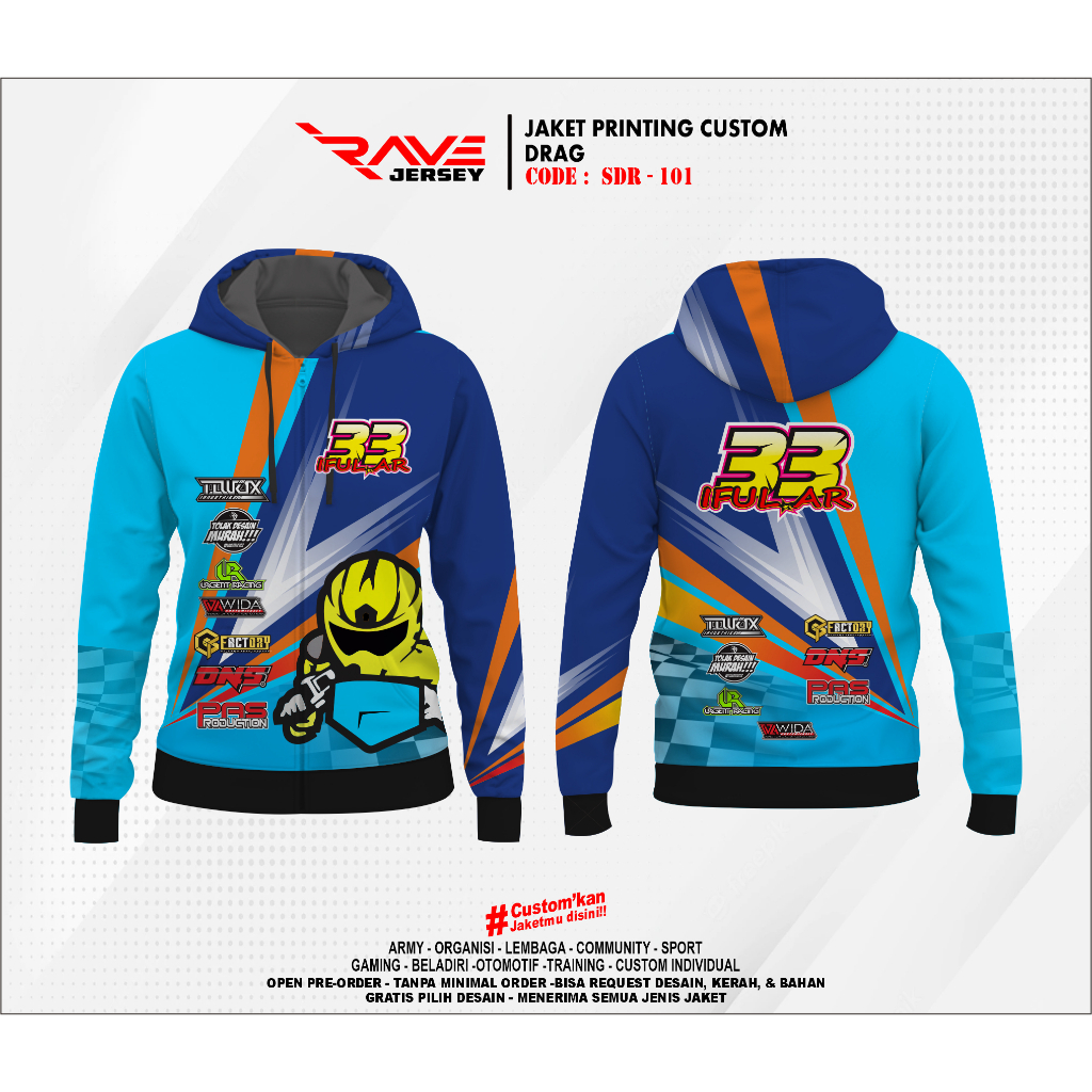 Jual JAKET MOTOR DRAG FULL PRINTING SUBLIM CUSTOM (DESAIN SUKA SUKA ...