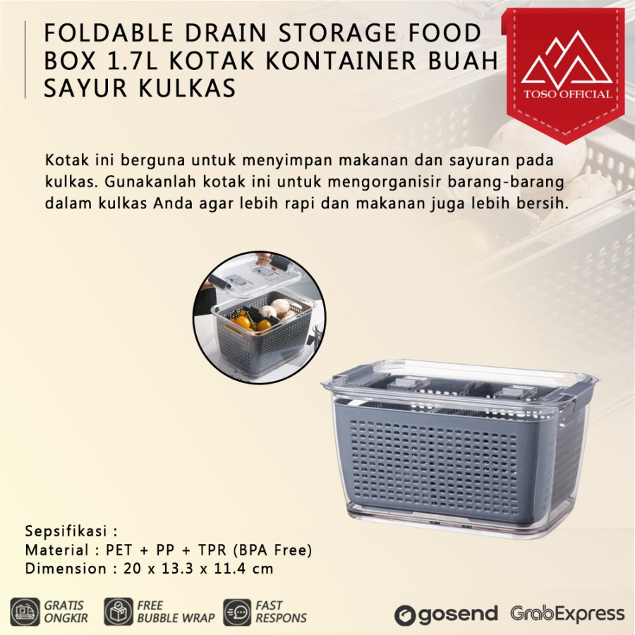 Jual FOLDABLE DRAIN STORAGE FOOD BOX 1.7L KOTAK KONTAINER BUAH SAYUR ...