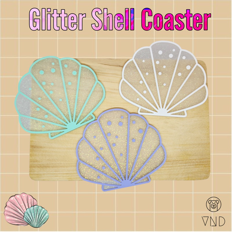 Jual Glitter Shell Coaster ORI Japan/ Tatakan Gelas/ Alas Gelas Bentuk ...