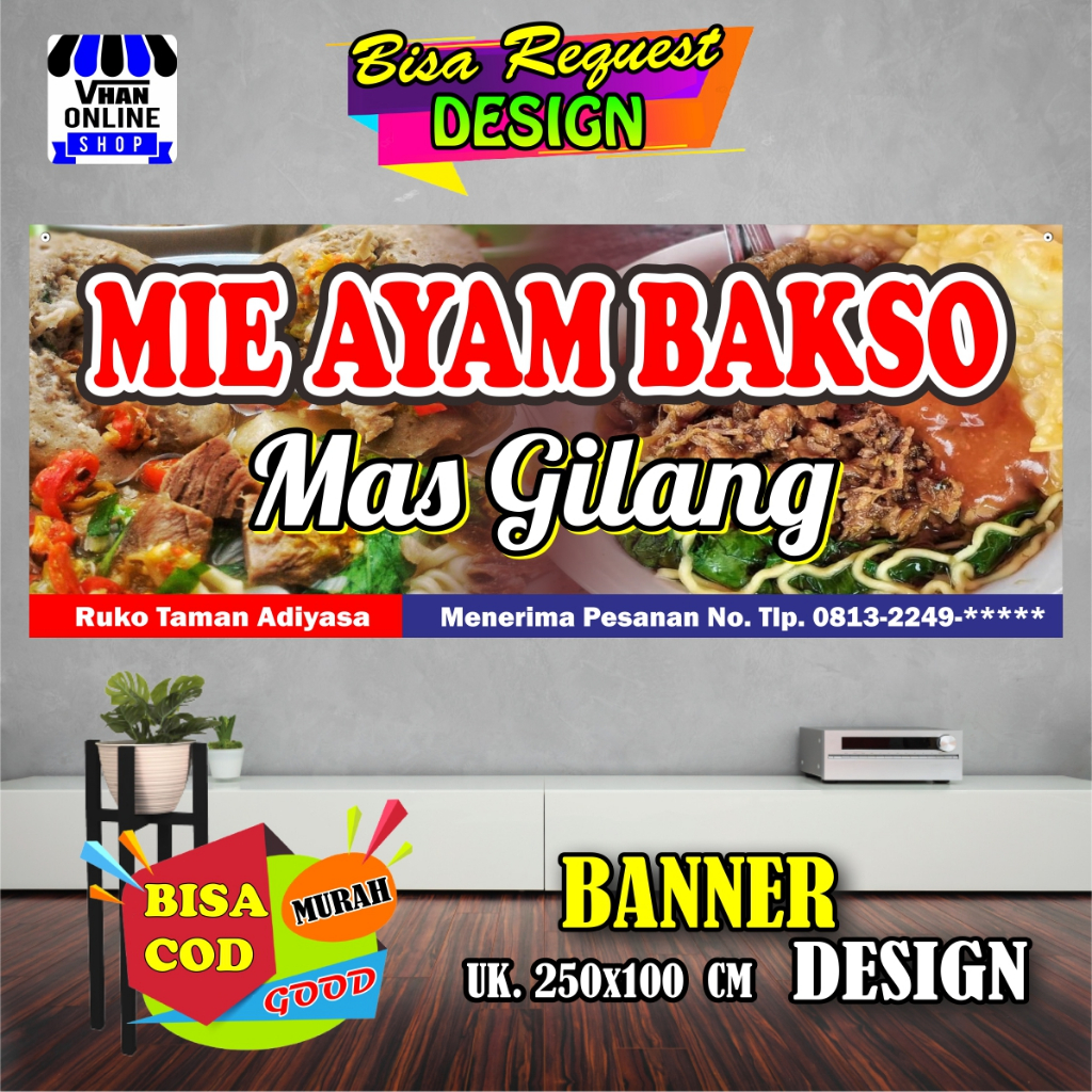 Jual Cetak Spanduk Banner Mie Ayam Bakso, Jajanan Viral, Bagus Murah B ...