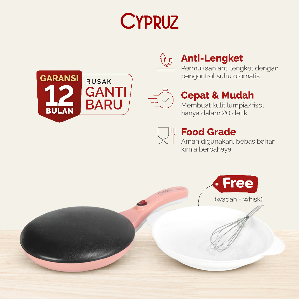 Jual Cypruz Crepe Maker Alat Pembuat Kulit Lumpia Listrik Anti Lengket