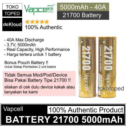 Jual Authentic Vapcell Mah Battery Batre Baterai Batere A Cas Rechargeable