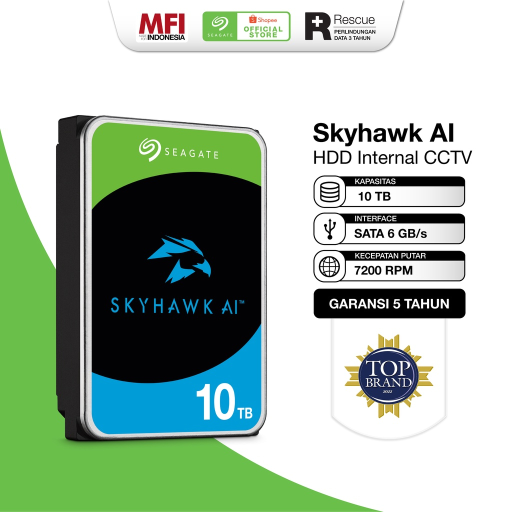 Seagate SkyHawk AI HDD / Hardisk Surveillance 10TB SATA 7200RPM