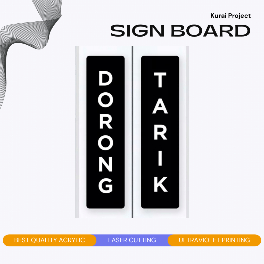 Jual Akrilik Custom Papan Nama Tarik Dorong Acrylic Custom Sign