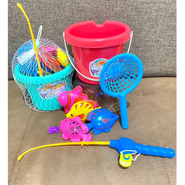 Mainan anak ember pasir ada pancingannya dan ikan pantai new arrival | fun  doh | mainan esukasi