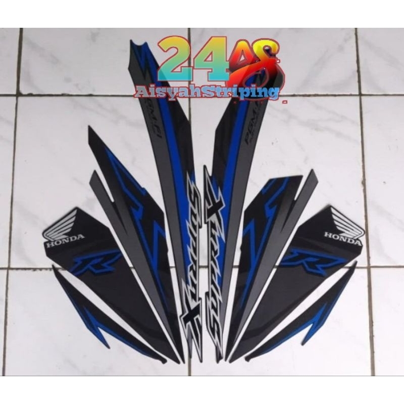 Jual Stiker Sticker Striping Lis Les Polet Body Motor Supra X Fi Hitam Biru Body