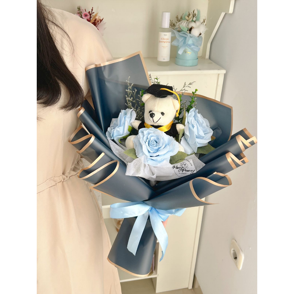 Jual Kiyomi Teddy Bouquet Buket Bunga Artificial Bucket Wisuda Buket