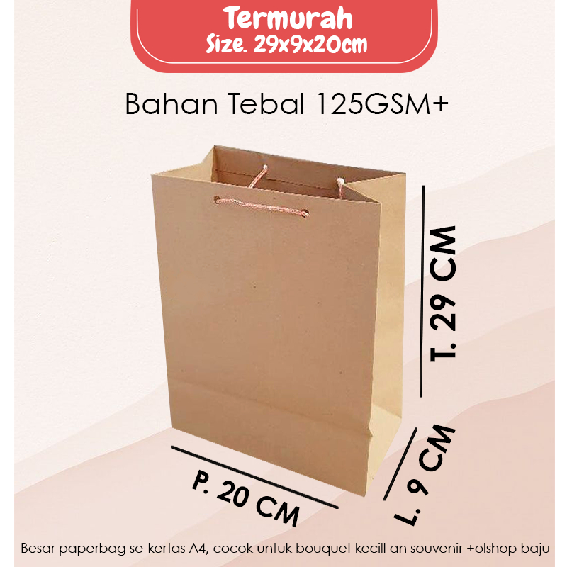 Jual Paper Bag Kado Ukuran Jumbo 29x9x20 CM, Paperbag Polos Bisa Buat ...