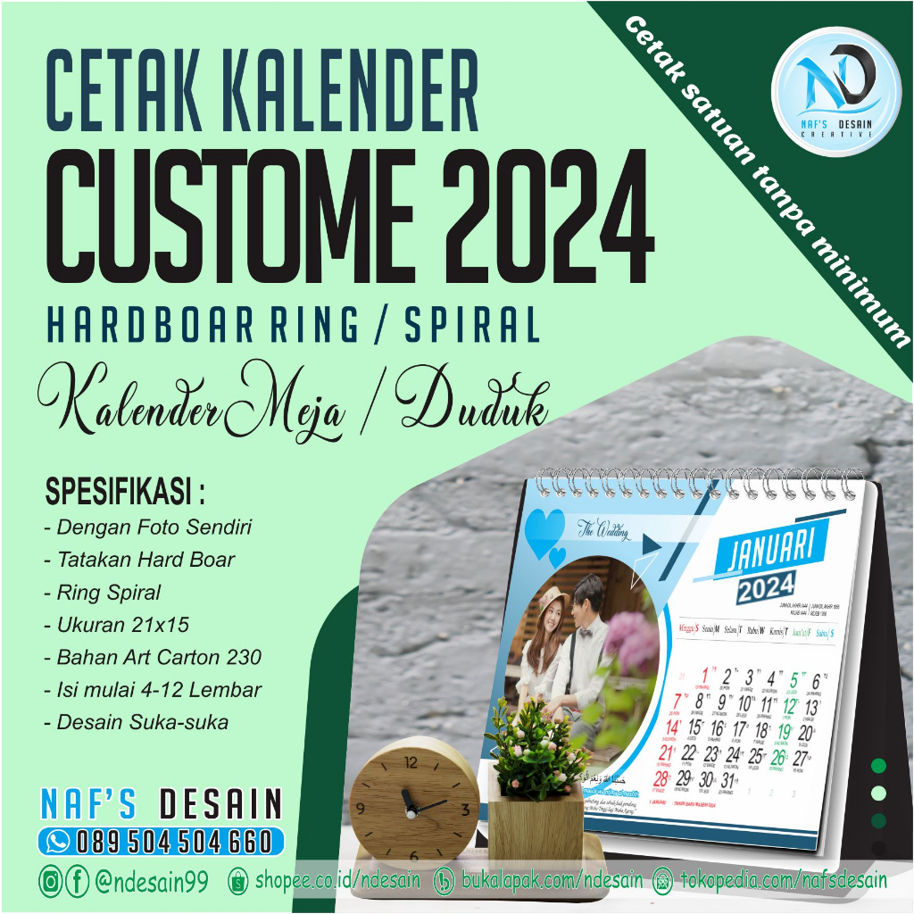 Jual Kalender Meja 2024 Custom Desain 1 Bulanan Shopee Indonesia 