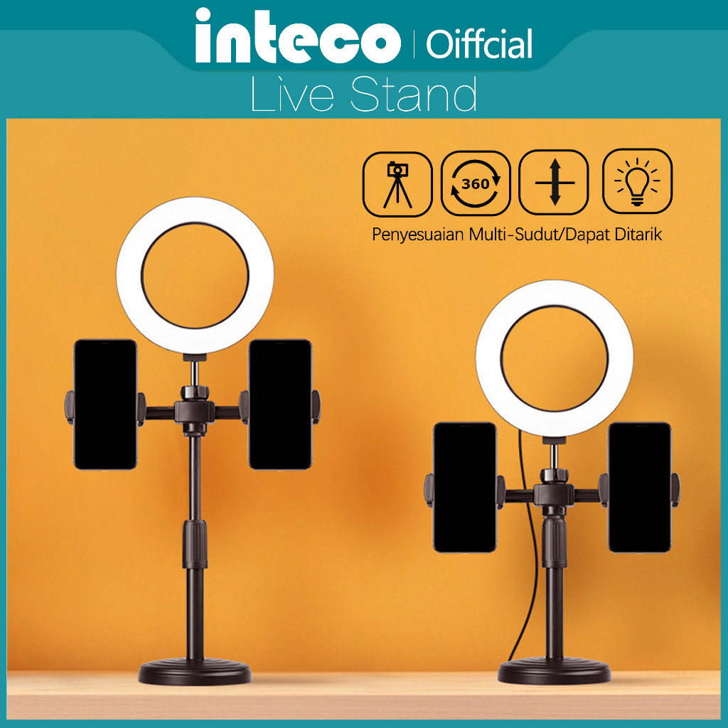 Lightning Ring Light 16cm+HP Tripod+2 Holder Mini Stand Selfie Streaming  Tripod Usb Vlog Lampu