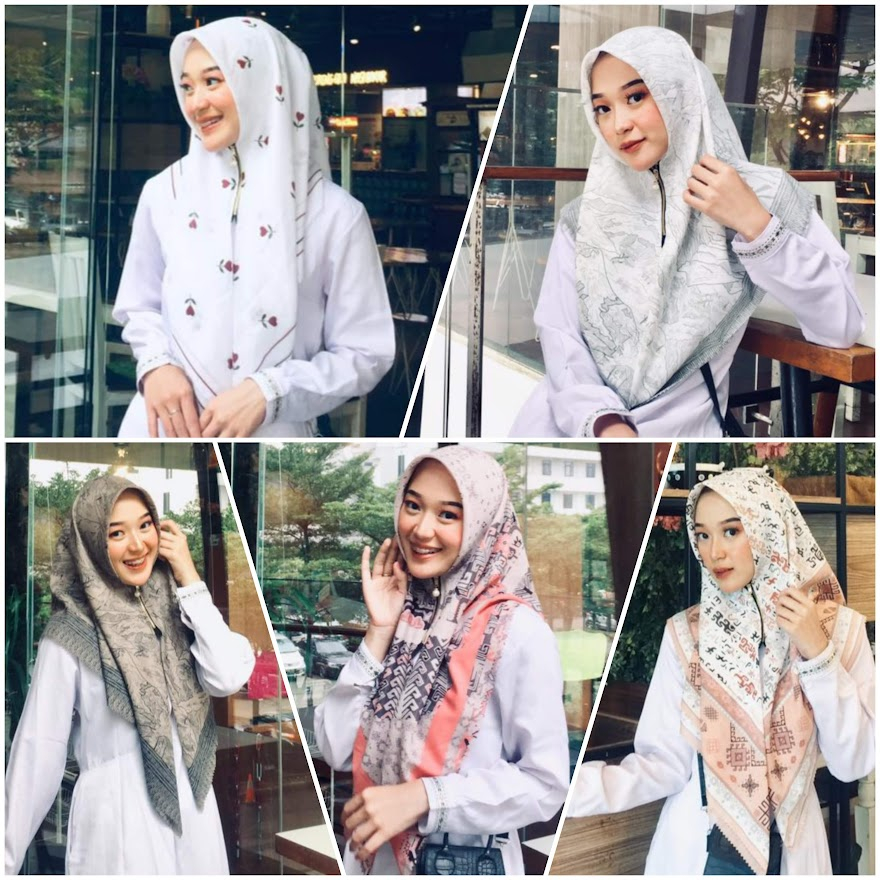 Hijab zipper resleting instan motif voal premium