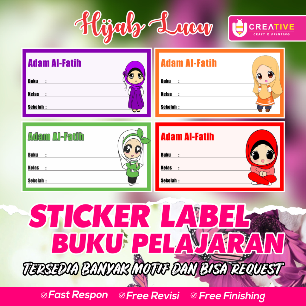 Jual Sticker / Label Buku Pelajaran Bisa Custom Nama (Isi 20pcs) Tema ...