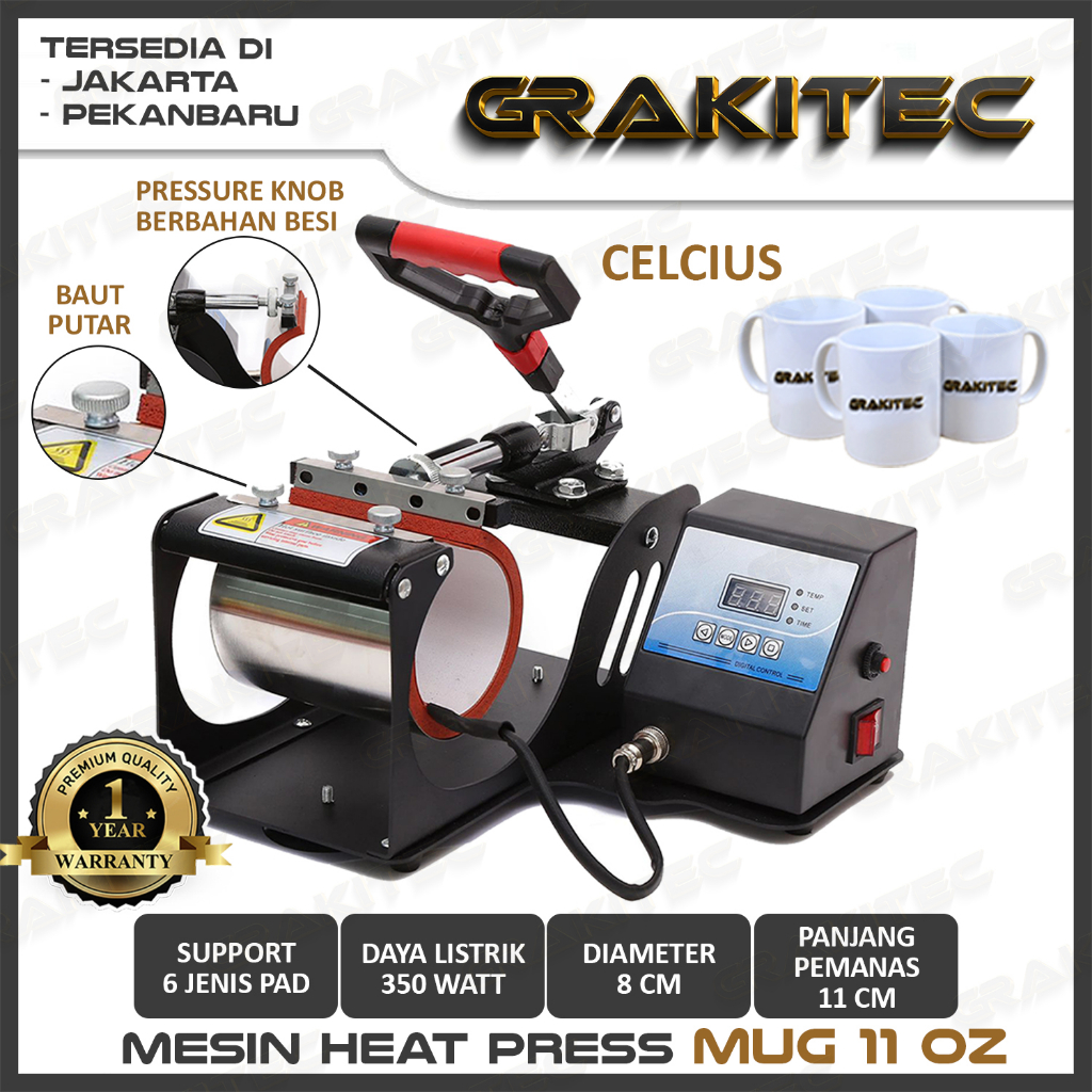 Jual Mesin Press Sablon Mug 11 Oz Gelas Premium Digital Mug Heat