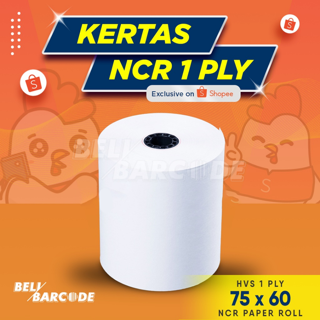 Jual Kertas Struk Kasir Paper Roll Ncr 1 Ply Uk 75 X 60 Mm 1ply Hvs