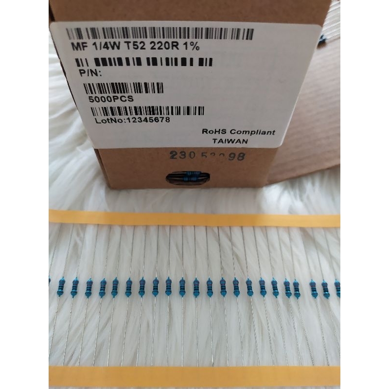 Jual 100 pcs resistor 1/4 watt 220 ohm renteng 220r kaki tembaga R 1/4w ...
