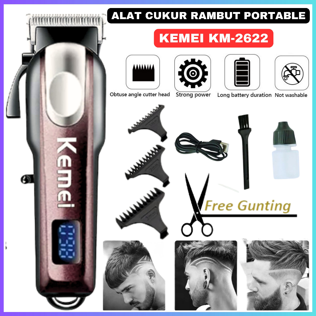 Jual Alat Cukur Rambut Elektrik 1 Set Promo - Clipper Rambut KEMEI KM ...
