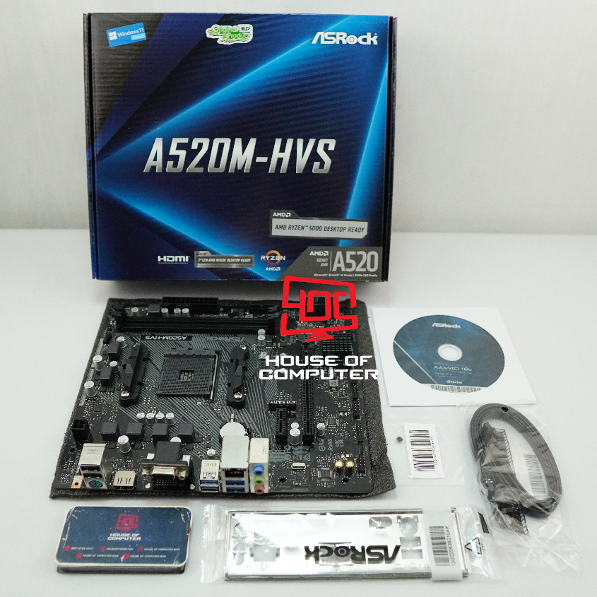 Jual MAINBOARD ASROCK A520MHVS (AM4, A520, DDR4, USB 3.2, SATA3