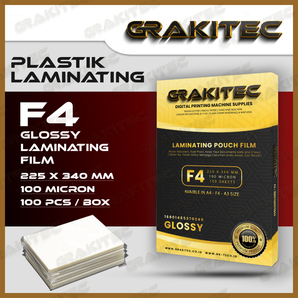 Jual Plastik Laminating FIlm F4 Glossy 100 MICRON 100 PCS GRAKITEC ...