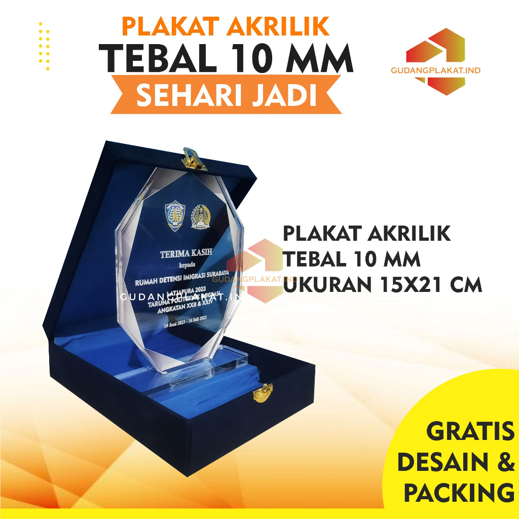 Jual Plakat Diamond Sehari Jadi Box Vandel Kristal Acrylic Bevel Cinderamata Souvenir