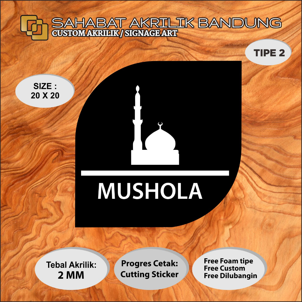 Jual AKRILIK SIGN MUSHOLA TIPE 2 | Shopee Indonesia