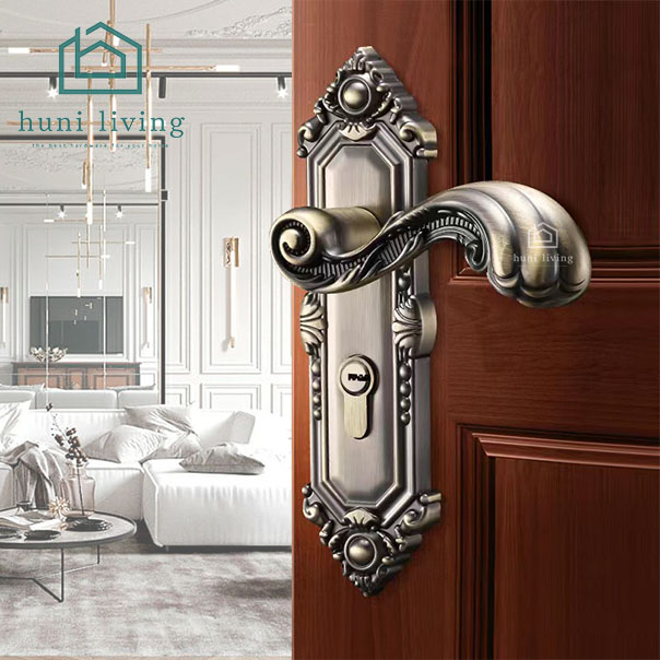 Gagang Pintu Gaya Eropa Vintage Gold Full Set / Kunci Pintu Premium