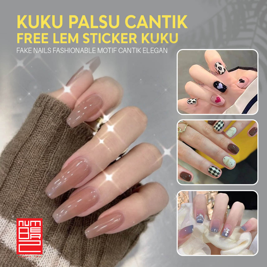 Jual Kuku Palsu Fake Nails Isi 24 Pcs Nail Art Glossy Remaja Panjang