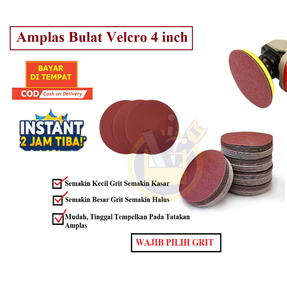 Jual Amplas Bulat Velcro Inch Grit Amplas