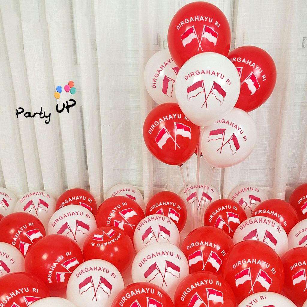[Paket Latex] Balon Latex Merah Putih Dirgahayu RI / Balon 17 Agustus per pack isi 30/ 50pcs