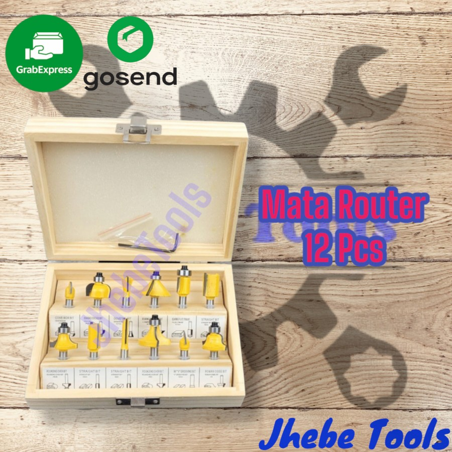 Jual Mata Profil Router Bit Set Trimmer 12pcs 1/4 - Kemasan Box Kayu ...