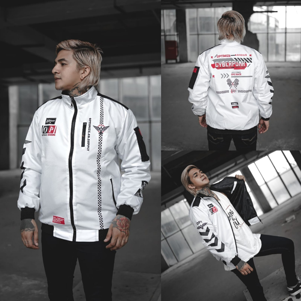 Jual Nascar Jacket Racing Speed Rider Black White Jaket Varsity Pria ...
