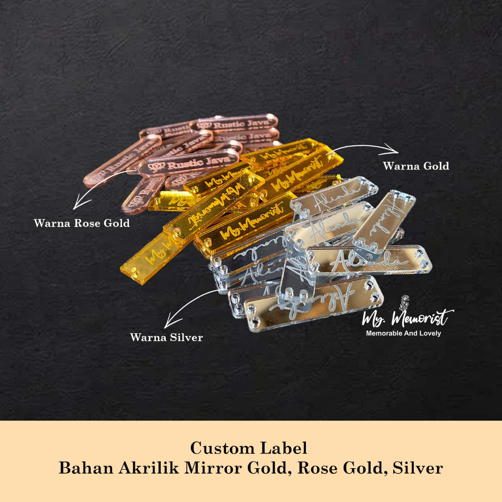 Jual LABEL AKRILIK MIRROR GOLD/SILVER/ROSEGOLD/LABEL BAJU/LABEL JILBAB ...
