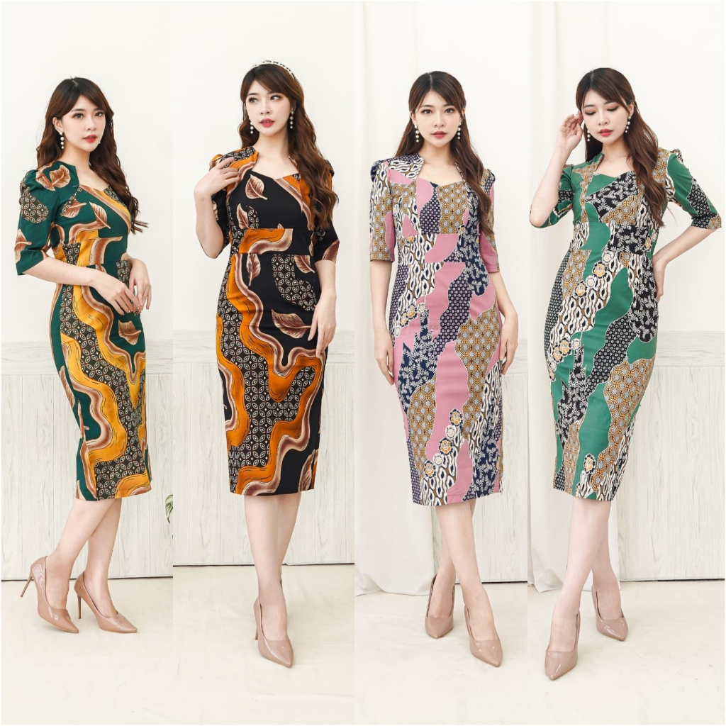 Jual Midi Dress Batik Modern Wanita Kultur Etnic Baju Terusan Cewek ...