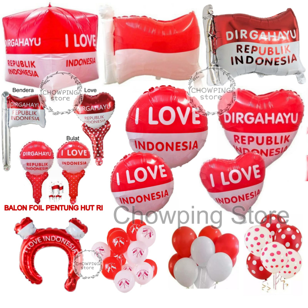 Jual Balon Foil Bendera Love Bulat Pentung Bando Dirgahayu Hut Ri Hiasan Merah Putih Shopee