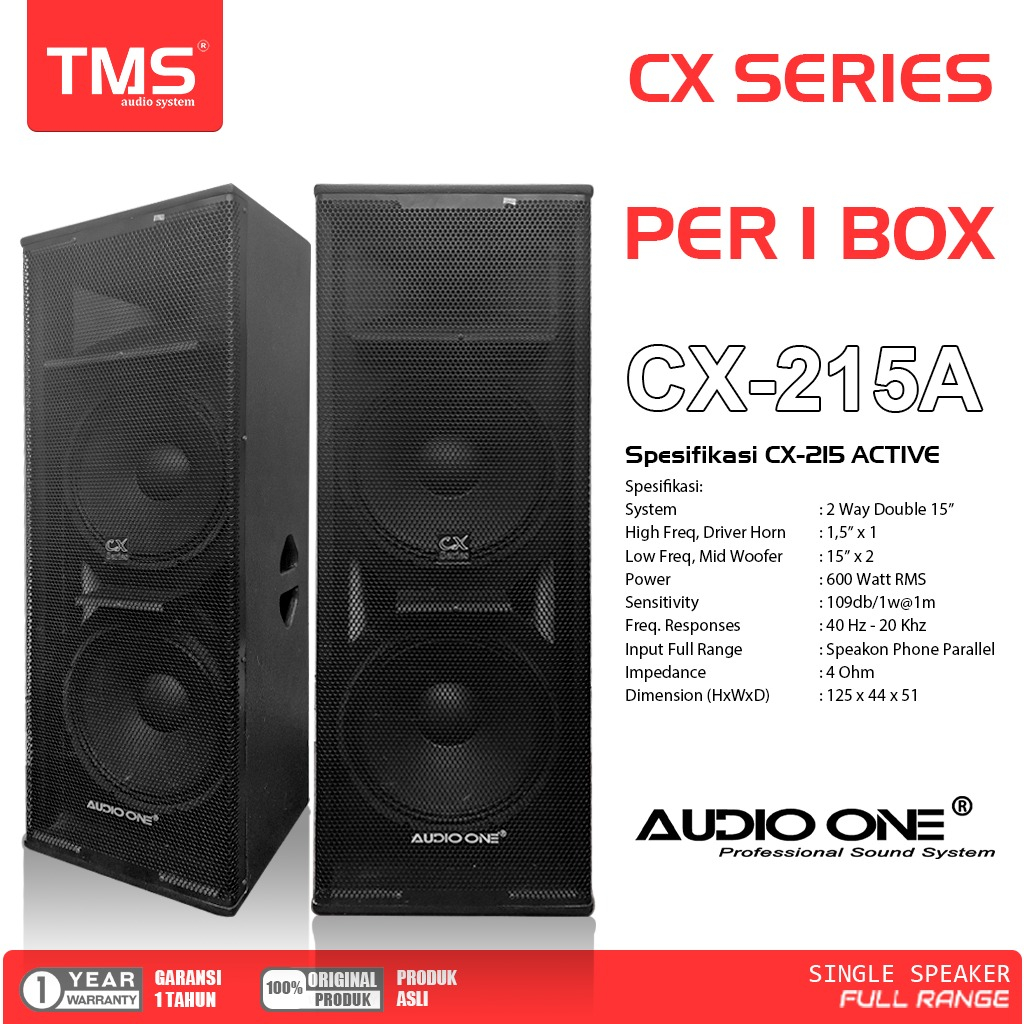 Jual ( 1 BOX ) Speaker Double Aktif Audio One 2X15" Aktif/Pasif CX-215 ...