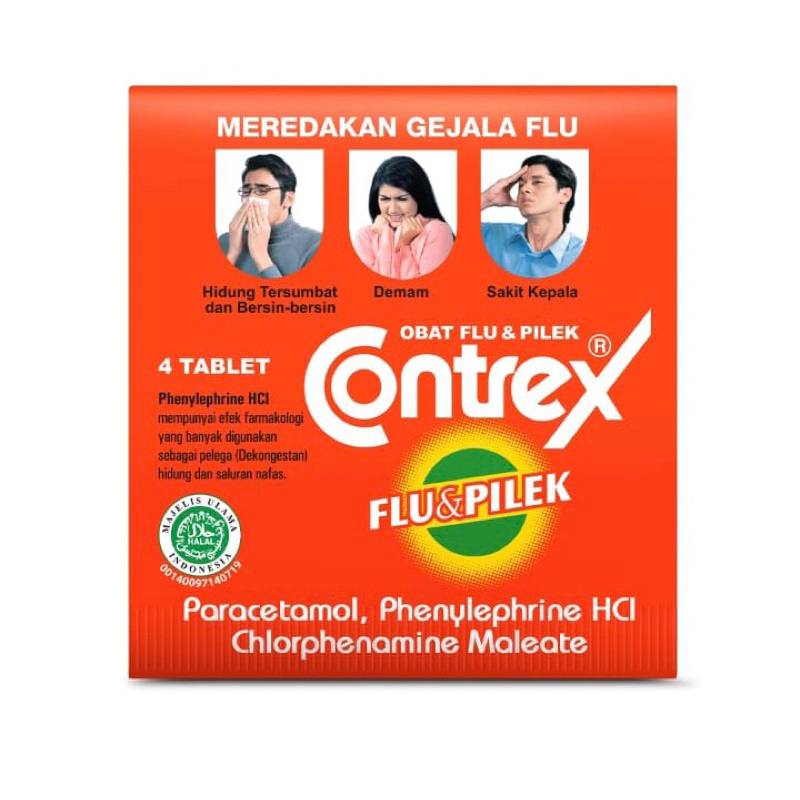 Jual Contrex strip 4 tablet ( meredakan pusing pilek demam ) | Shopee ...