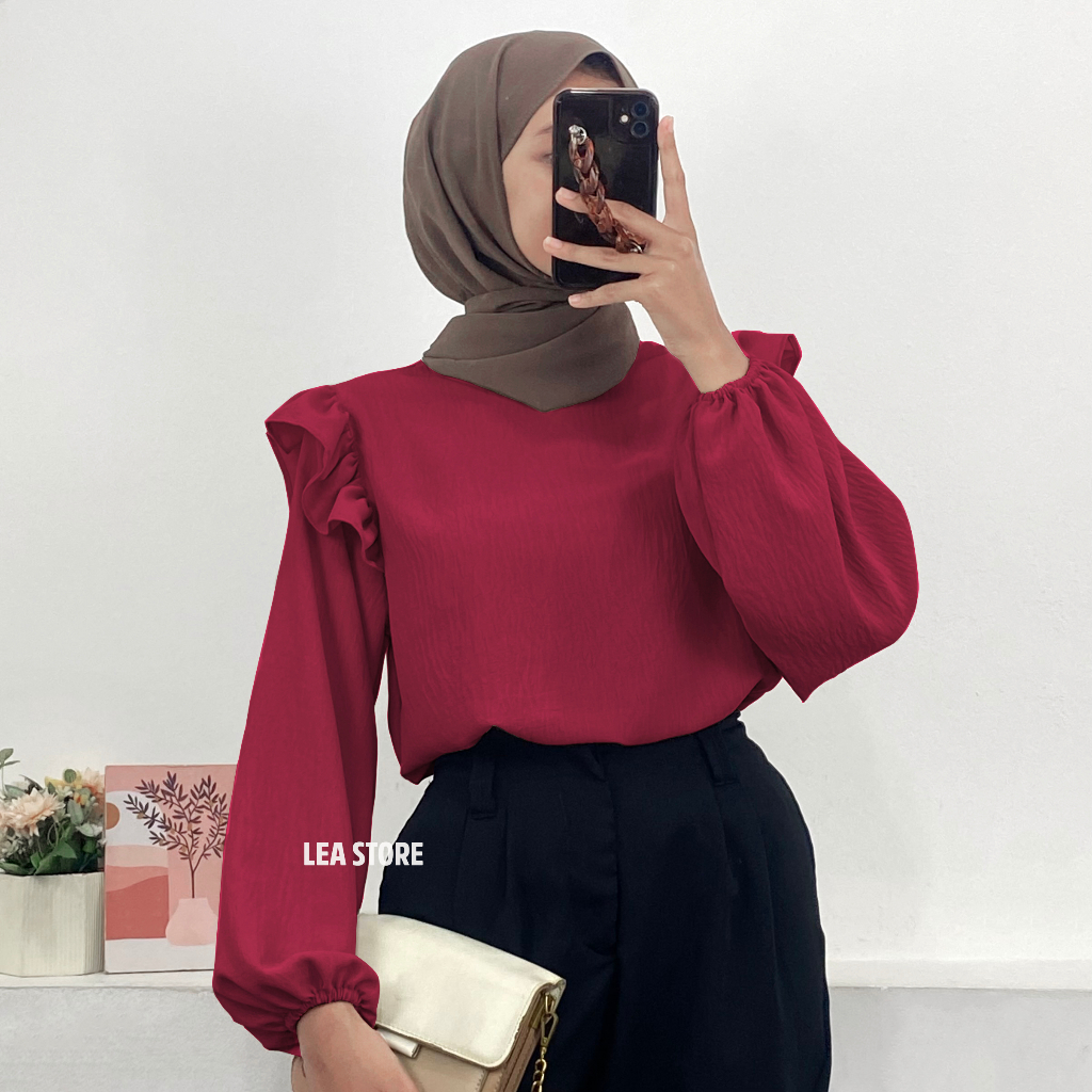 Jual DARA BLOUSE RUFFLE / BAJU ATASAN WANITA / LEA STORE | Shopee Indonesia