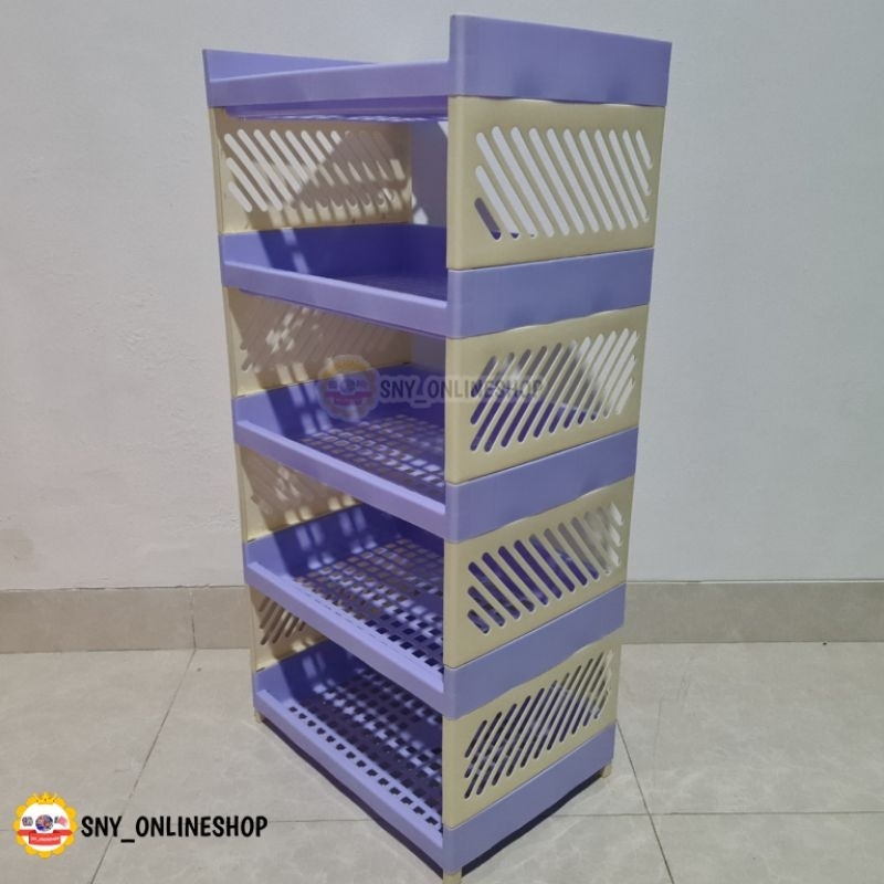 Jual Rak 5 Susun Besar Serbaguna / Rak Susun Plastik Durio Large Lemony ...